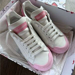 Dolce & Gabbana Women's Pink and White Sneakers